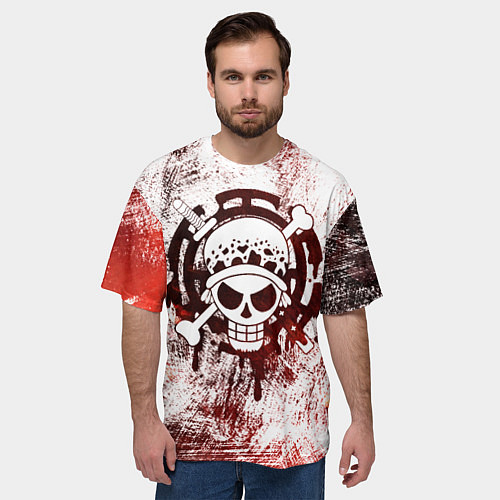 Мужская футболка оверсайз Трафальгар Ло Пираты сердца Весёлый Роджер / 3D-принт – фото 3