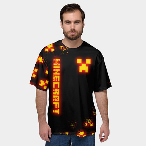 Мужская футболка оверсайз MINECRAFT ОГНЕННЫЙ КРИПЕР / 3D-принт – фото 3