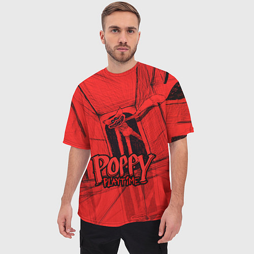 Мужская футболка оверсайз Poppy Playtime: Red Room / 3D-принт – фото 3