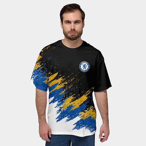 Мужская футболка оверсайз CHELSEA БРЫЗГИ КРАСОК / 3D-принт – фото 3