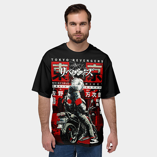 Мужская футболка оверсайз Непобедимый Майки на байке токийские мстители / 3D-принт – фото 3