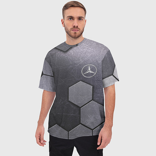 Мужская футболка оверсайз Mercedes-Benz vanguard pattern / 3D-принт – фото 3