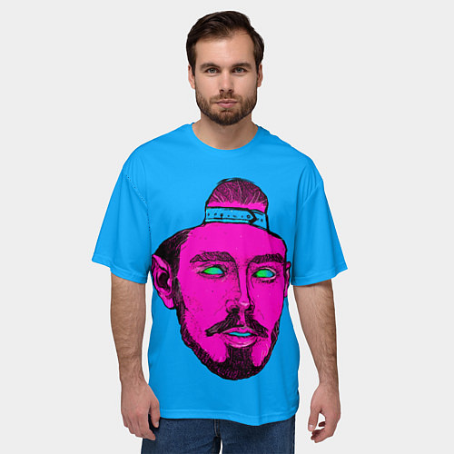 Мужская футболка оверсайз Многознаал в кепке / 3D-принт – фото 3