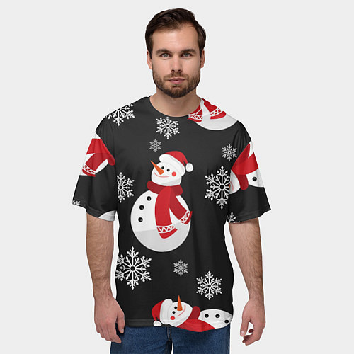 Мужская футболка оверсайз Снеговик! / 3D-принт – фото 3