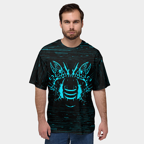 Мужская футболка оверсайз DEAD SPACE АЙЗЕК КЛАРК НЕОН МЁРТВЫЙ КОСМОС / 3D-принт – фото 3