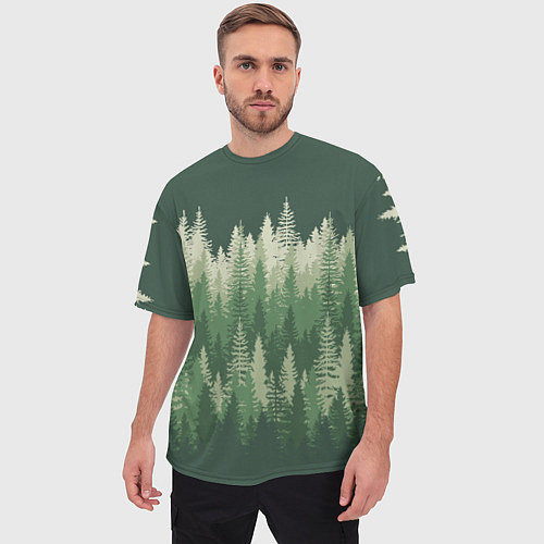 Мужская футболка оверсайз Елки-палки, хвойный лес / 3D-принт – фото 3