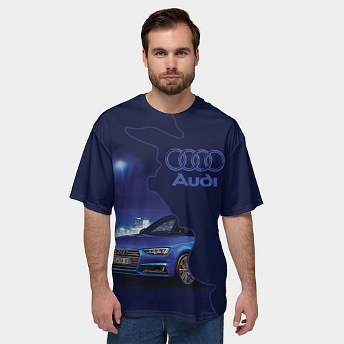 Мужская футболка оверсайз AUDI лого / 3D-принт – фото 3