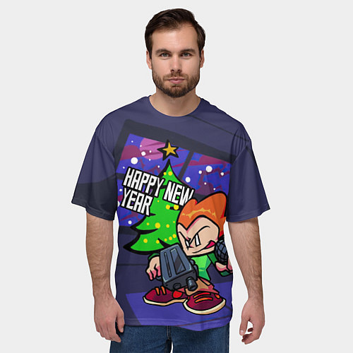 Мужская футболка оверсайз Новогодний Пико / 3D-принт – фото 3