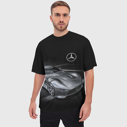 Мужская футболка оверсайз Mercedes-Benz motorsport black / 3D-принт – фото 3