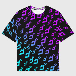 Футболка оверсайз мужская JOJOS BIZARRE ADVENTURE NEON PATTERN НЕОН УЗОР, цвет: 3D-принт