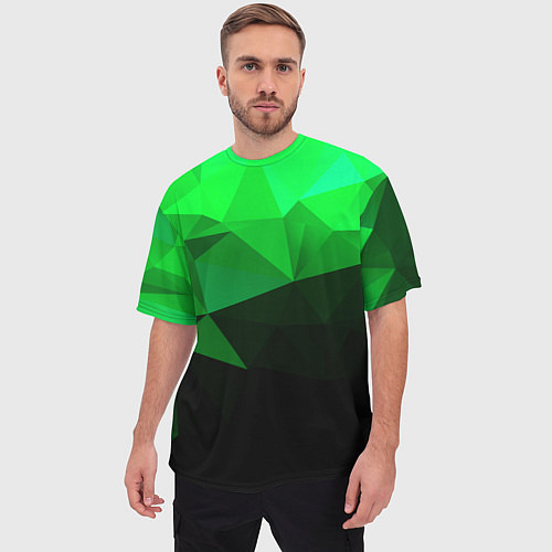 Мужская футболка оверсайз Изумрудный Зеленый Геометрия / 3D-принт – фото 3