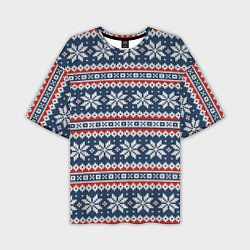 Футболка оверсайз мужская Knitted Christmas Pattern, цвет: 3D-принт
