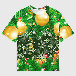 Мужская футболка оверсайз Новогоднее Настроение Елка