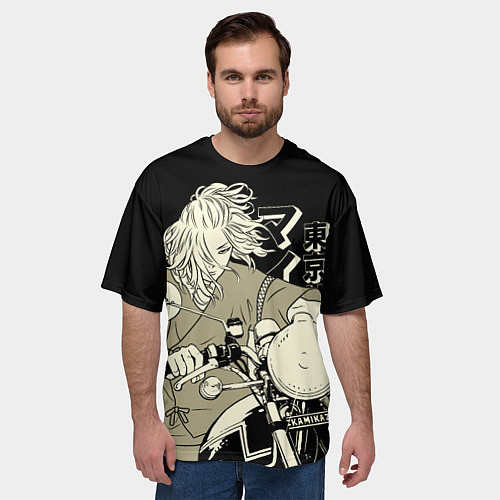 Мужская футболка оверсайз Токийские мстители: Майки на мотоцикле / 3D-принт – фото 3