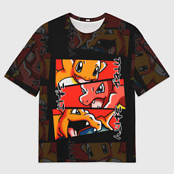 Футболка оверсайз мужская РЫЖИЙ ДРАКОН ПОКЕМОНЫ ЧАРМАНДЕР, цвет: 3D-принт