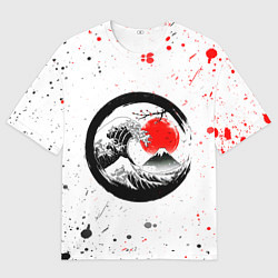 Футболка оверсайз мужская САКУРА, КРАСНОЕ СОЛНЦЕ ЯПОНИИ, ФУДЗИЯМА, цвет: 3D-принт