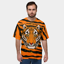 Футболка оверсайз мужская Тигр настоящий хищник, цвет: 3D-принт — фото 2