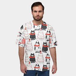 Футболка оверсайз мужская НОВОГОДНИЕ КОТИКИ 2022, цвет: 3D-принт — фото 2