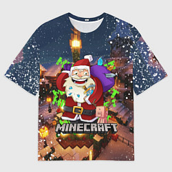 Футболка оверсайз мужская НОВОГОДНЯЯ ЁЛКА В МАЙНКРАФТ SANTA CLAUS, цвет: 3D-принт