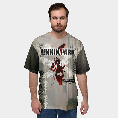 Мужская футболка оверсайз Hybrid Theory Live Around The World - Linkin Park / 3D-принт – фото 3