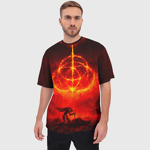 Мужская футболка оверсайз Алое Пламя и Рыцарь ER / 3D-принт – фото 3