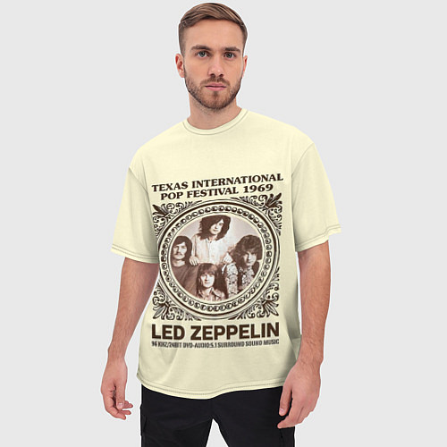 Мужская футболка оверсайз Led Zeppelin - Texas International Pop Festival 19 / 3D-принт – фото 3