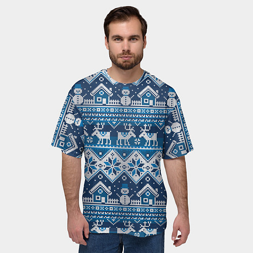Мужская футболка оверсайз Christmas Pattern / 3D-принт – фото 3