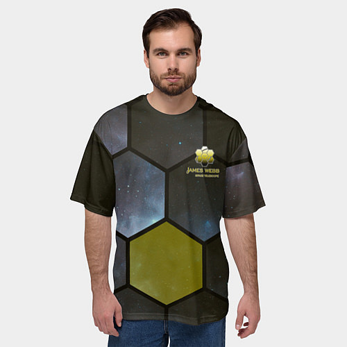 Мужская футболка оверсайз JWST space cell theme / 3D-принт – фото 3