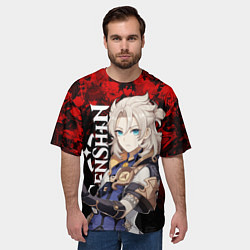 Футболка оверсайз мужская ГЕНШИН ИМПАКТ АЛЬБЕДО GENSHIN IMPACT ALBEDO, цвет: 3D-принт — фото 2