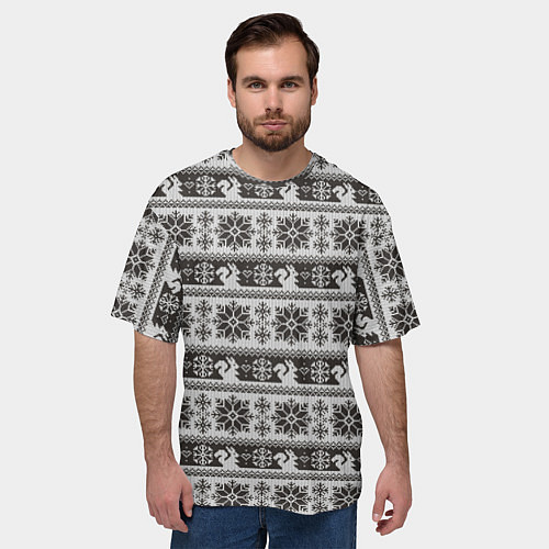 Мужская футболка оверсайз Squirrel Pattern / 3D-принт – фото 3