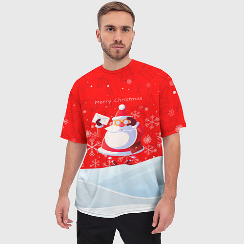 Мужская футболка оверсайз Дед Мороз с подарочным конвертом / 3D-принт – фото 3