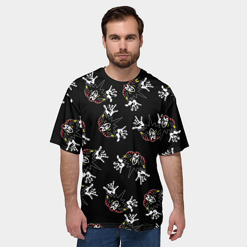 Мужская футболка оверсайз КОРОЛЬ И ШУТ ЛОГО ПАТТЕРН / 3D-принт – фото 3