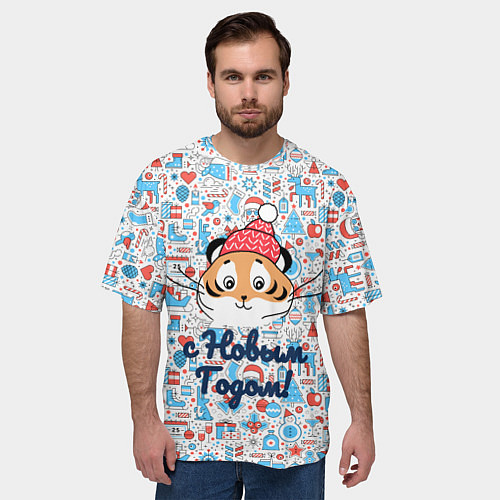 Мужская футболка оверсайз Новый год 2022 С Новым Годом! / 3D-принт – фото 3