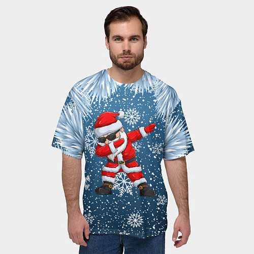 Мужская футболка оверсайз DAB SANTA WINTER / 3D-принт – фото 3