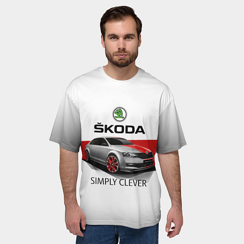 Мужская футболка оверсайз Skoda Rapid Sport / 3D-принт – фото 3