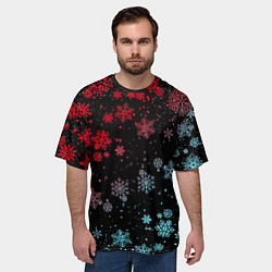 Футболка оверсайз мужская НЕОНОВЫЕ СНЕЖИНКИ, НОВЫЙ ГОД 2022, цвет: 3D-принт — фото 2