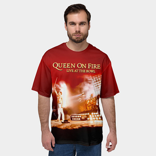 Мужская футболка оверсайз Queen on Fire - Live at the Bowl / 3D-принт – фото 3