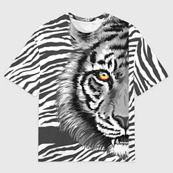 Футболка оверсайз мужская Голова тигра 22, цвет: 3D-принт