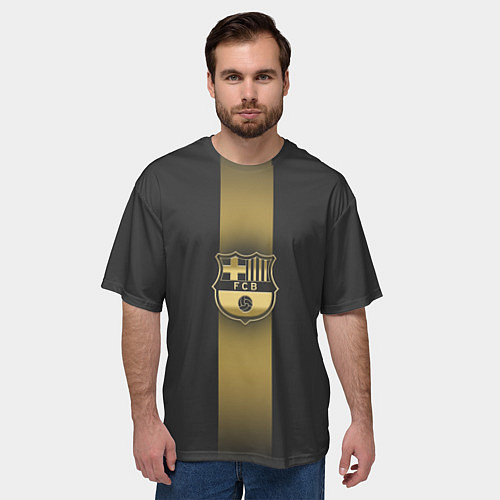 Мужская футболка оверсайз Barcelona Gold-Graphite Theme / 3D-принт – фото 3