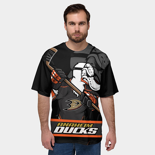 Мужская футболка оверсайз Анахайм Дакс, Anaheim Ducks / 3D-принт – фото 3