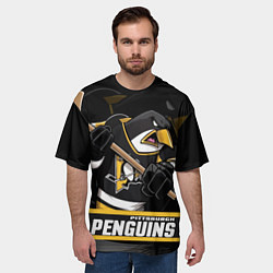 Футболка оверсайз мужская Питтсбург Пингвинз, Pittsburgh Penguins, цвет: 3D-принт — фото 2