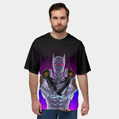 Мужская футболка оверсайз JOJO KILLER QUEEN КОРОЛЕВА УБИЙЦА FIRE STYLE / 3D-принт – фото 3