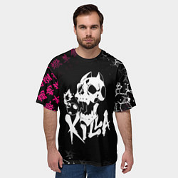 Футболка оверсайз мужская JOJO KILLER QUEEN КИЛЛЕР КВИН KILLA ЧЕРЕП, цвет: 3D-принт — фото 2