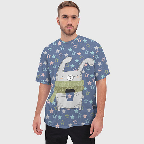 Мужская футболка оверсайз Звездный кролик / 3D-принт – фото 3