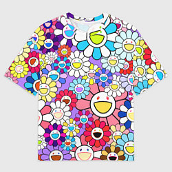Мужская футболка оверсайз Цветы Takashi Murakami