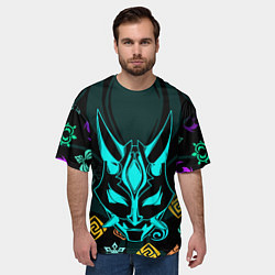 Футболка оверсайз мужская GENSHIN IMPACT ГЕНШИН ИМПАКТ СЯО МАСКА, цвет: 3D-принт — фото 2
