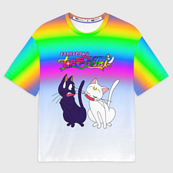 Футболка оверсайз мужская Луна и Артемис под радугой, цвет: 3D-принт