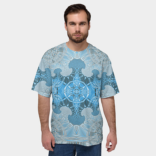 Мужская футболка оверсайз Коллекция Фрактальная мозаика Голубой 292-6-n / 3D-принт – фото 3
