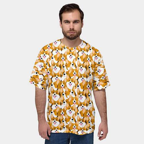 Мужская футболка оверсайз Собаки Корги / 3D-принт – фото 3