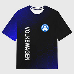 Футболка оверсайз мужская VOLKSWAGEN ЧЕРНО СИНИЕ СОТЫ, цвет: 3D-принт